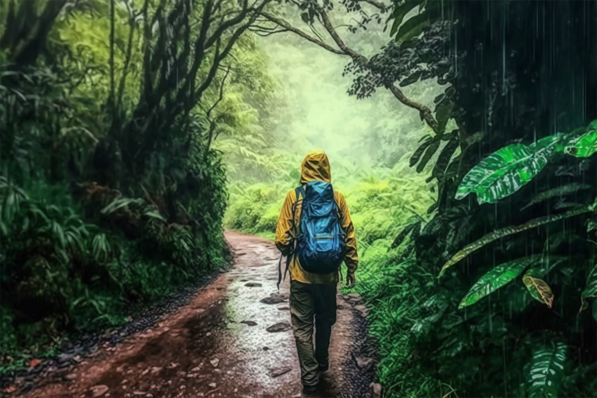 Woman hiking through mountain trail on a sunny day – Jacob Lund Photography  Store- premium stock photo