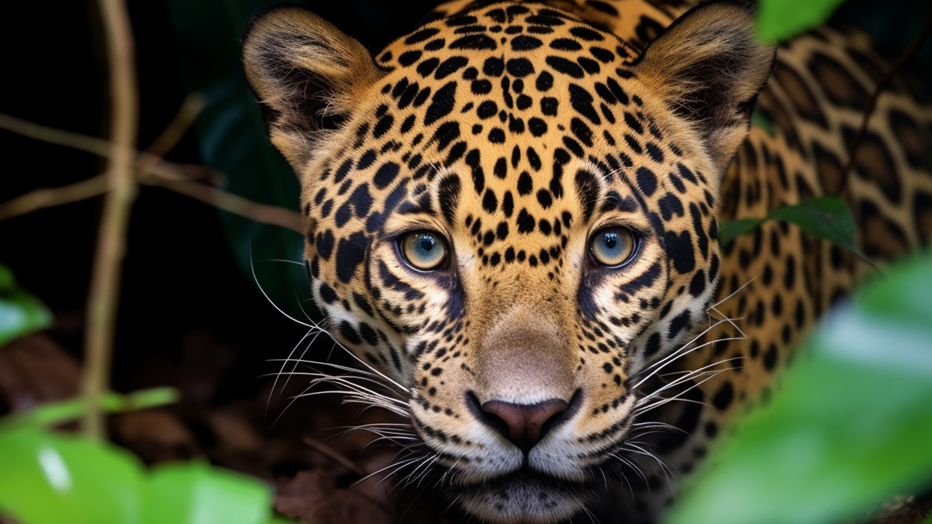 Jaguar resting in the forest